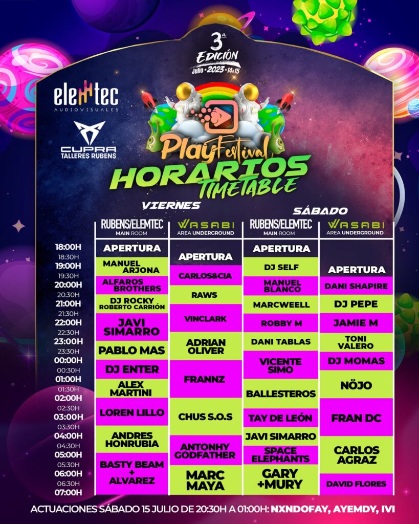 Horarios Play Festival